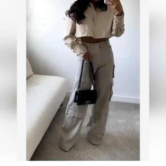 NWT ZARA Extra Long Wide Leg Baggy Cargo Pants SEE DESCRIPTION FOR SIZING INFO - Picture 3 of 14